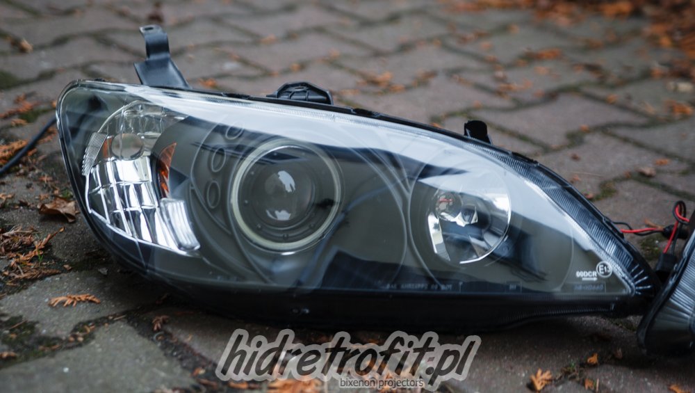 Honda Civic Coupe VII gen Angel Eye przeróbki lamp na BI